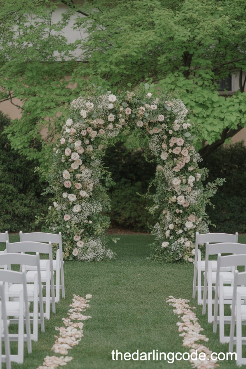 Serene Garden Ceremony With Floral Arch
