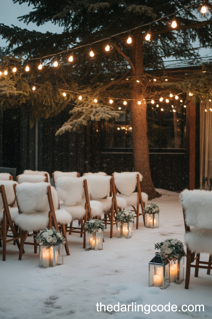 Cozy Winter Wonderland Backyard Wedding