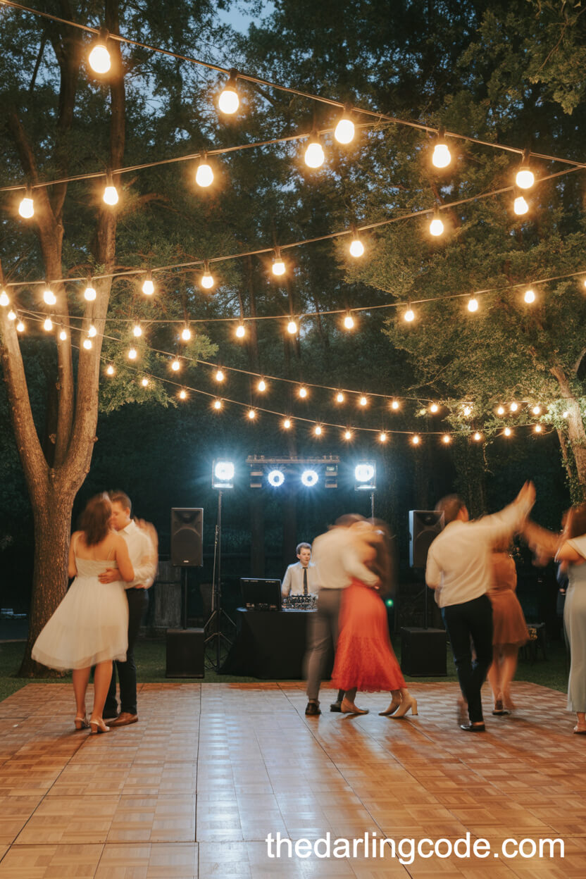 Open-Air Dance Floor Under Bistro Lights