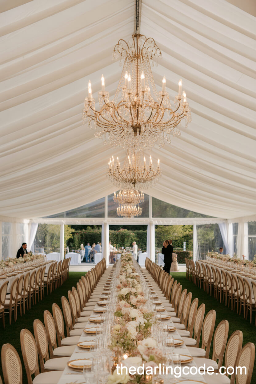 Lavish Tent Reception With Chandeliers