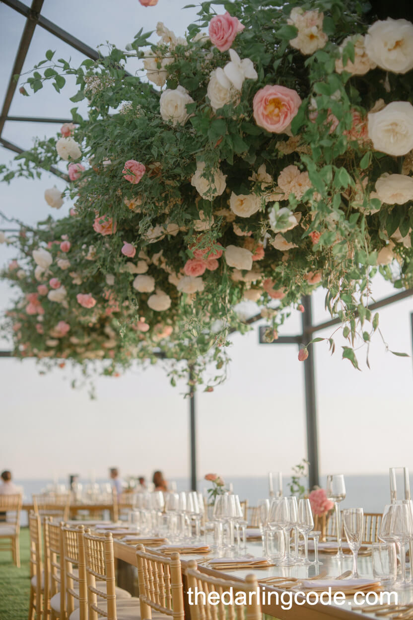 Hanging Floral Canopy Reception Decor
