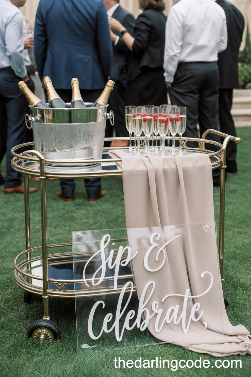 Elegant Champagne Station On The Lawn