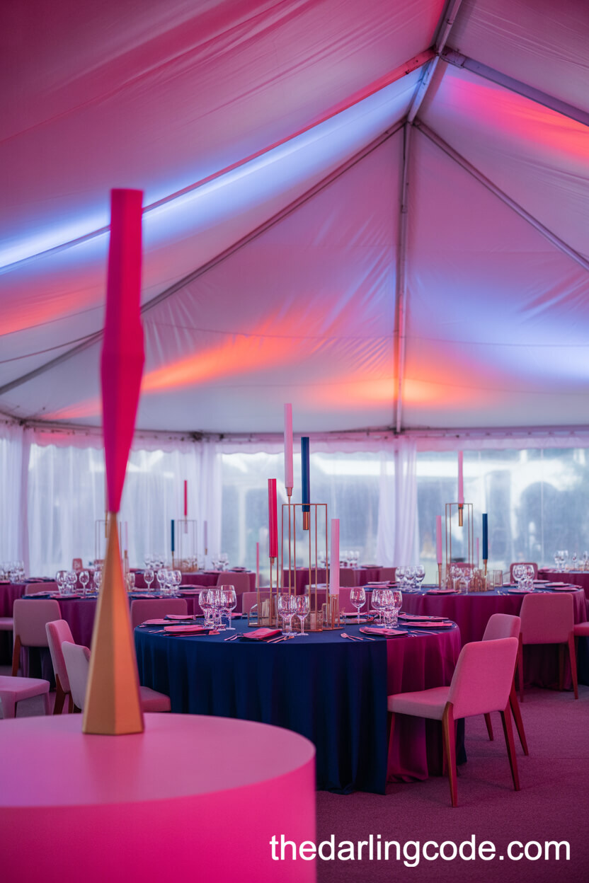 Modern Tent Wedding With Bold Colors And Geometric Decor