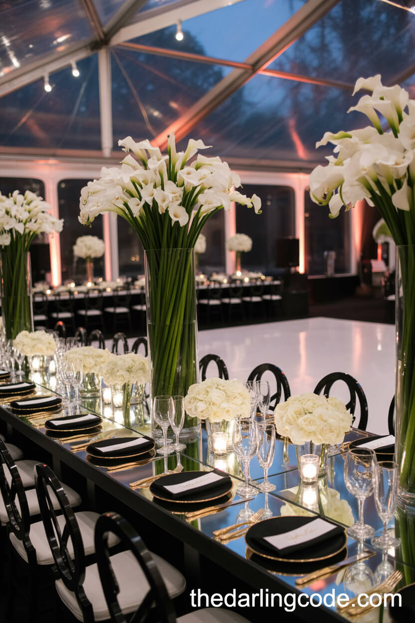 Lavish Black-Tie Tent Wedding With Orchids And Mirrored Tables