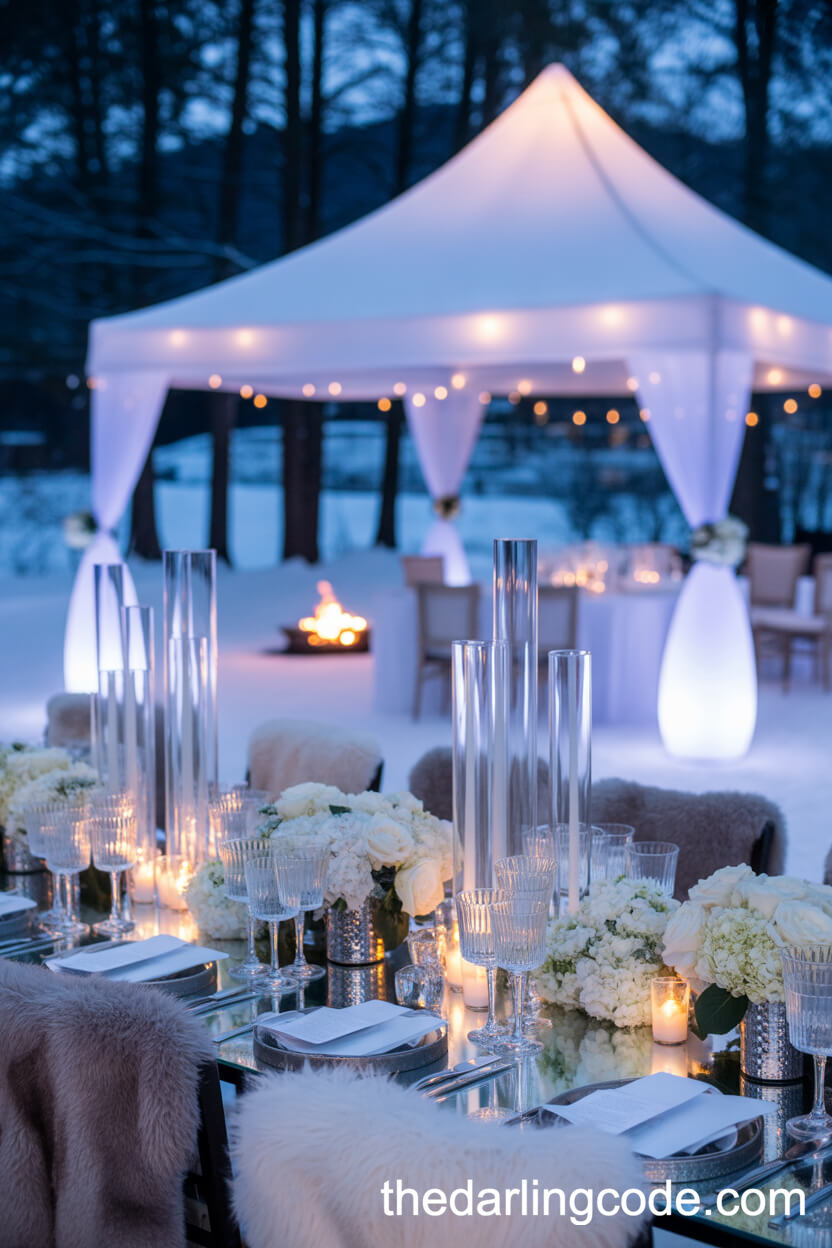 Glamorous Winter Wonderland Tent Wedding With Silver Accents