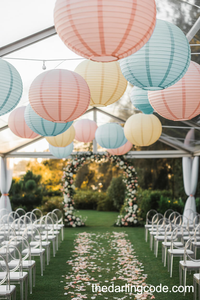 Pastel Paper Lantern Tent Wedding In A Sunlit Garden