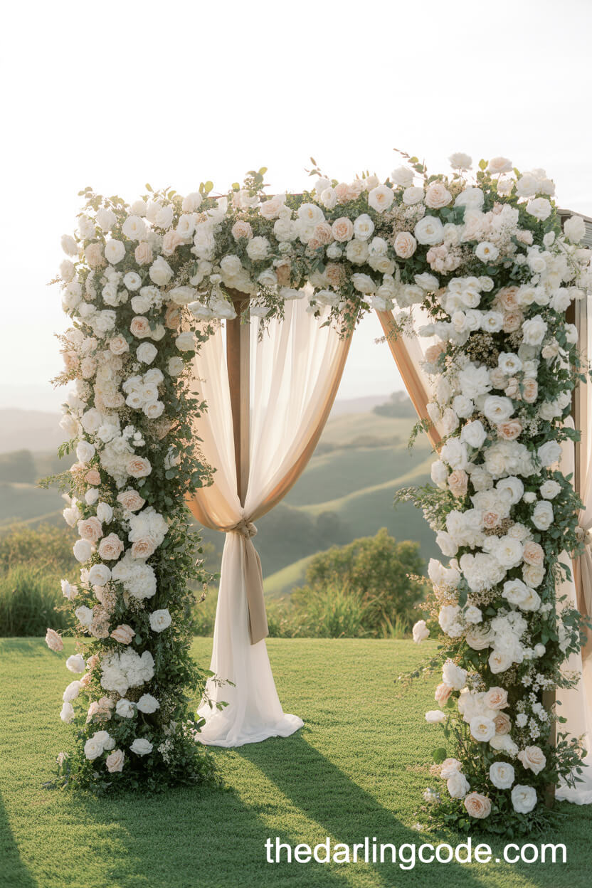 Floral Archway With Cascading Roses And Peonies