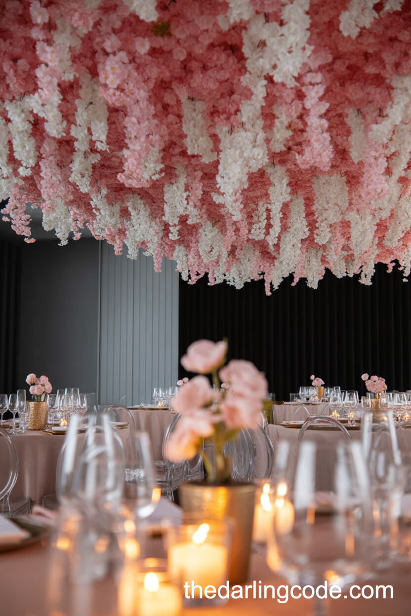 Reception Floral Canopy Of Cascading Cherry Blossoms