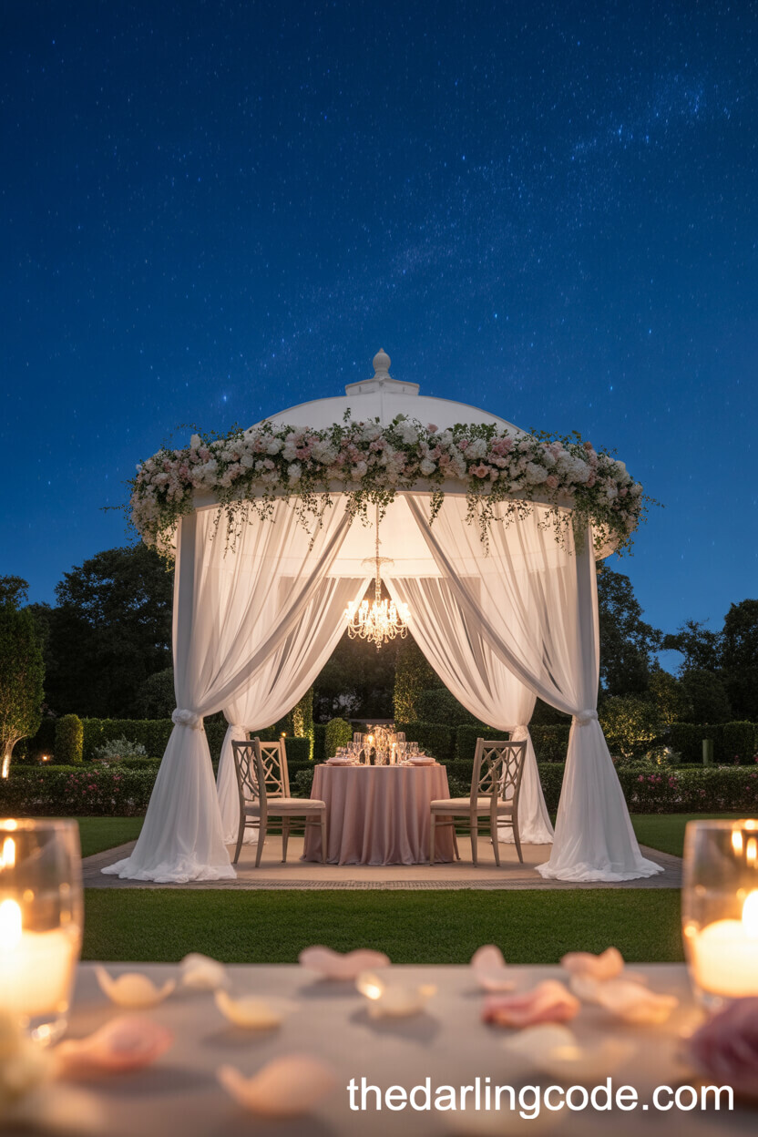 Whimsical Garden Gazebo Wedding At Night