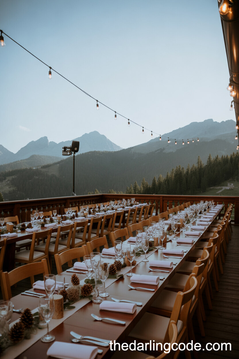 Rustic Mountain Lodge Terrace Wedding