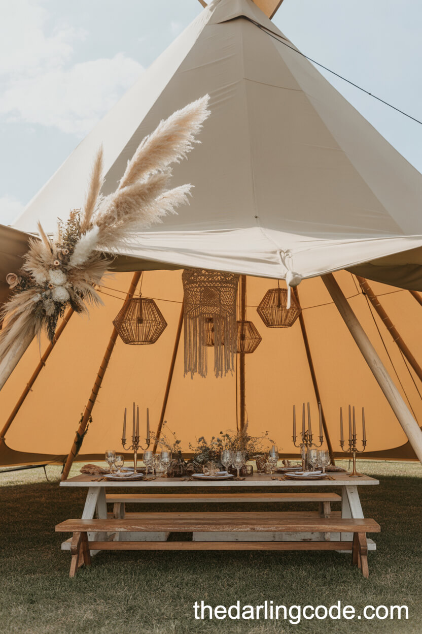 Chic Bohemian Tipi Wedding Setting