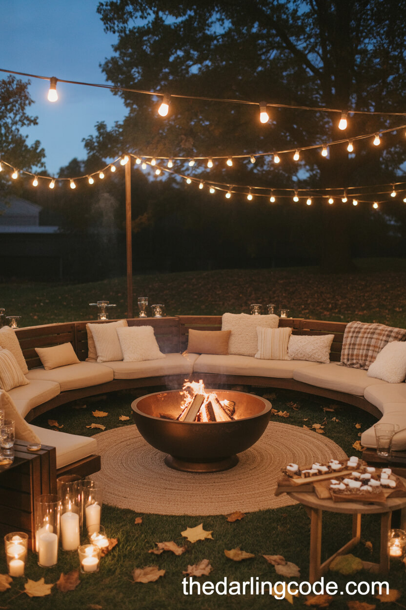 Cozy Fire Pit Wedding After-Party With Lounge Seating And Twinkle Lights
