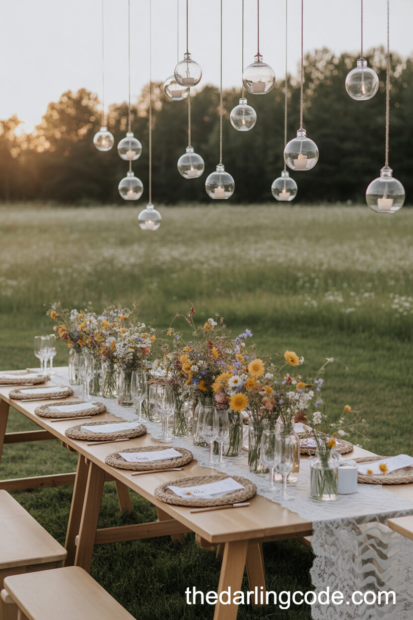 Whimsical Wildflower Meadow Reception With Informal Decor