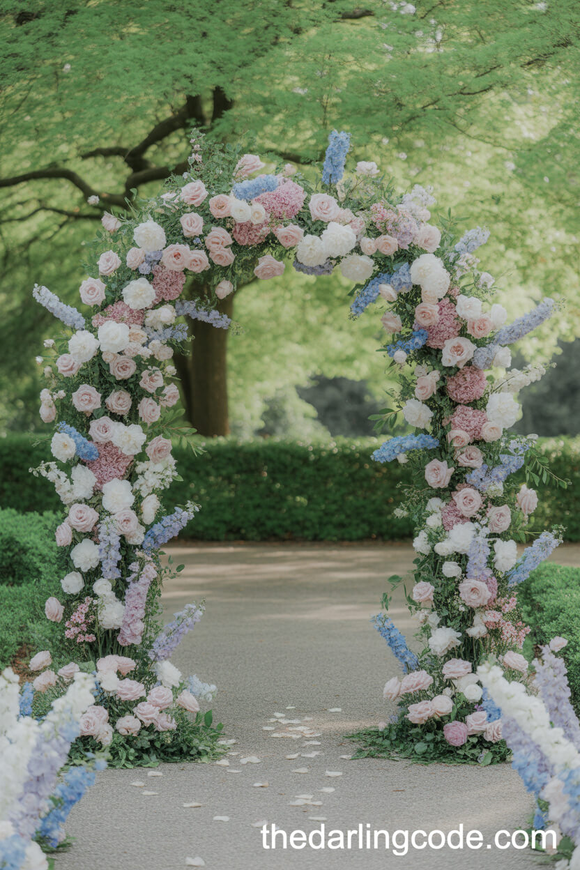 Enchanting Pastel Flower Archway For A Magical Garden Entrance
