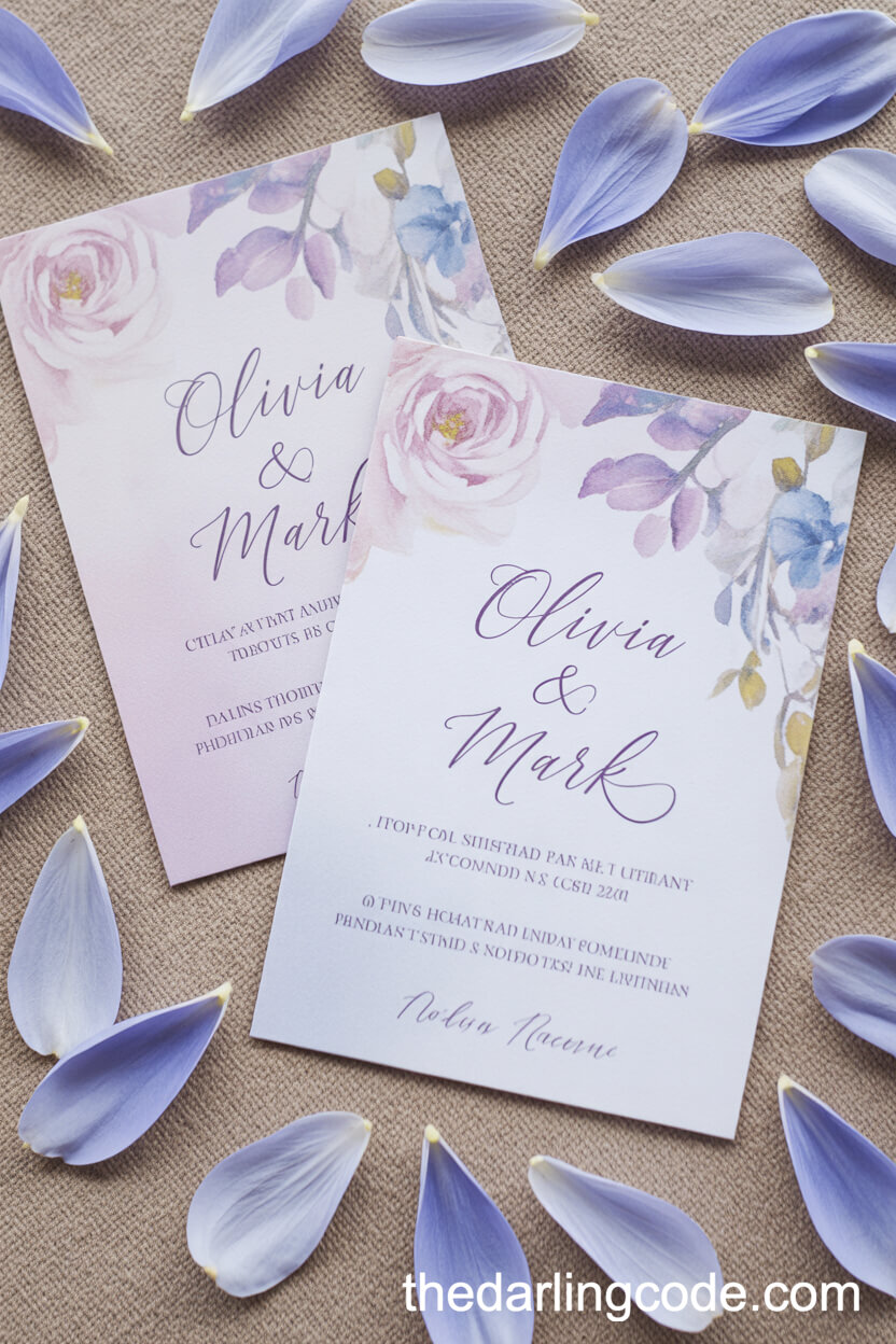 Watercolor Pastel Wedding Invitations With Floral Details