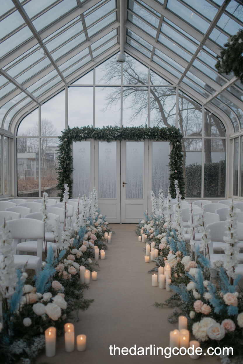Ethereal Glasshouse Ceremony With Pastel And Wintery Florals