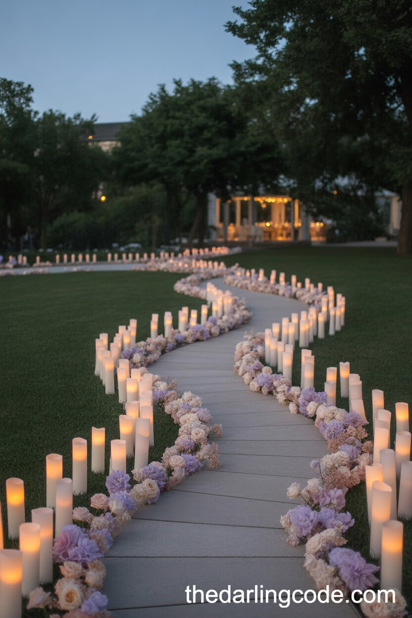 Winding Pathway Illuminated By Pastel Candlelight