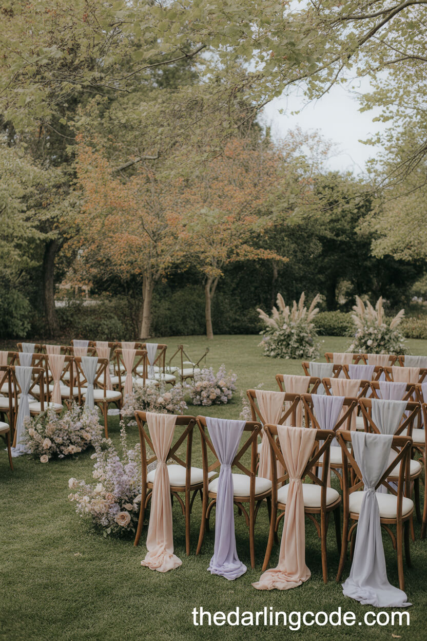 Early Fall Garden Ceremony With Pastel Silk Accents