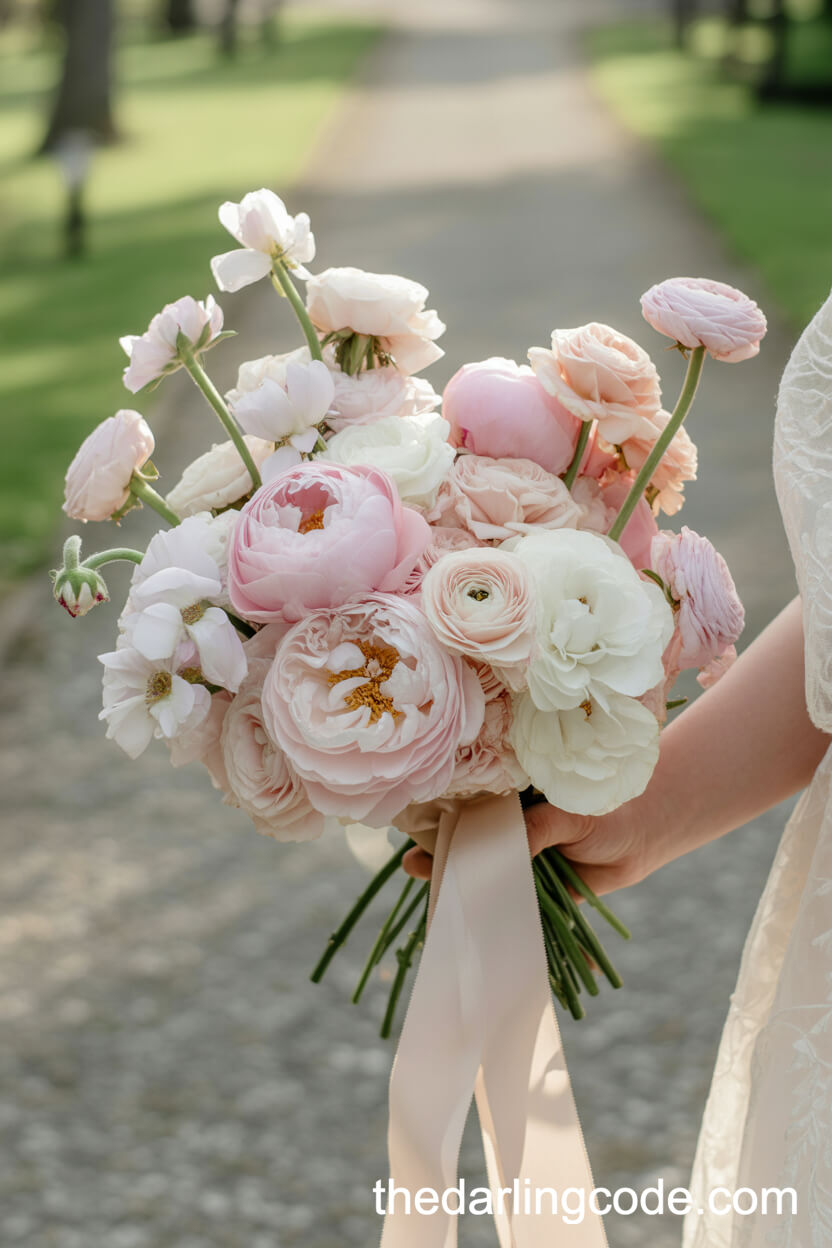 Luxurious Pastel Peony And Blush Rose Bridal Bouquet