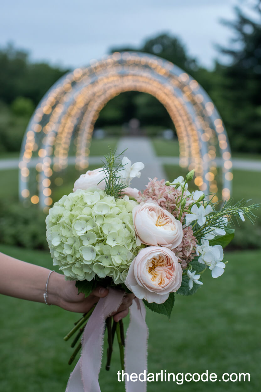 Mint Green Hydrangea And Jasmine Garden Arch Bouquet
