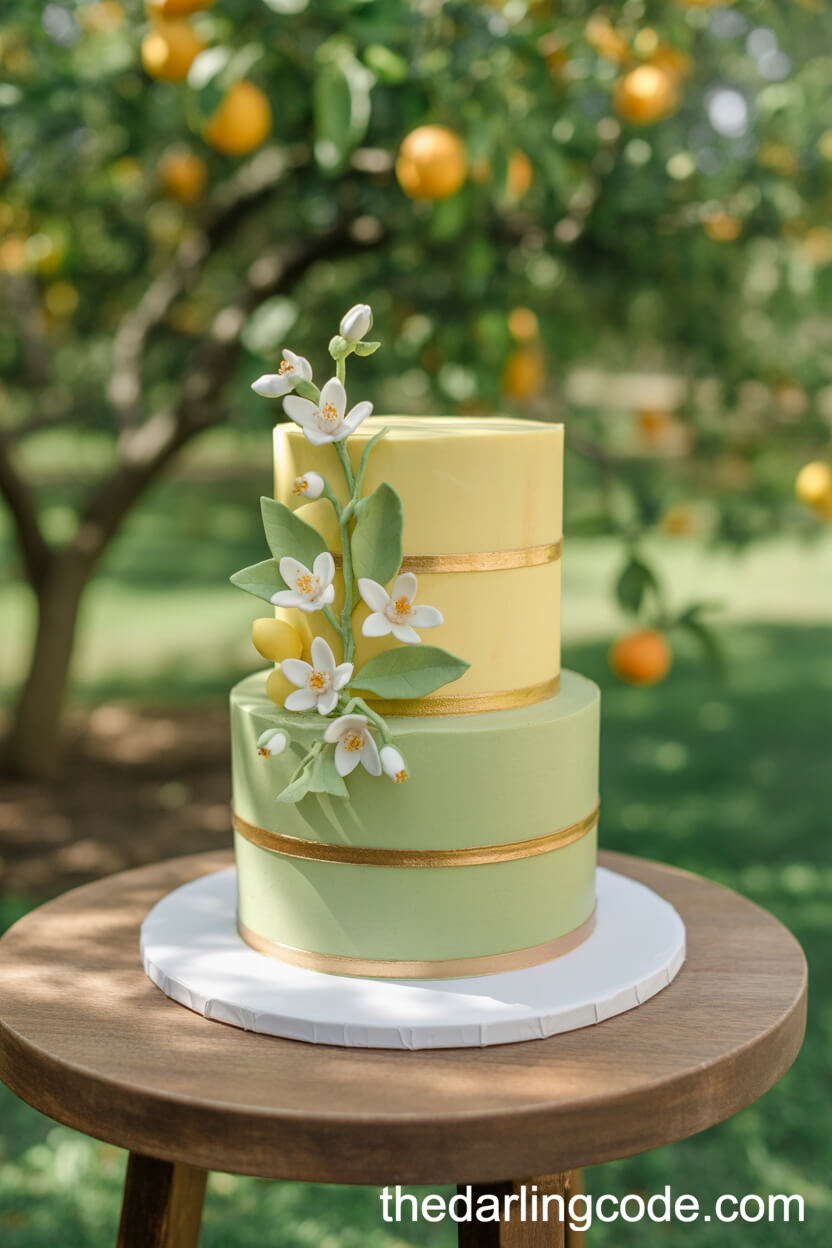 Yellow And Pistachio Cake With Sugar Citrus Blossoms