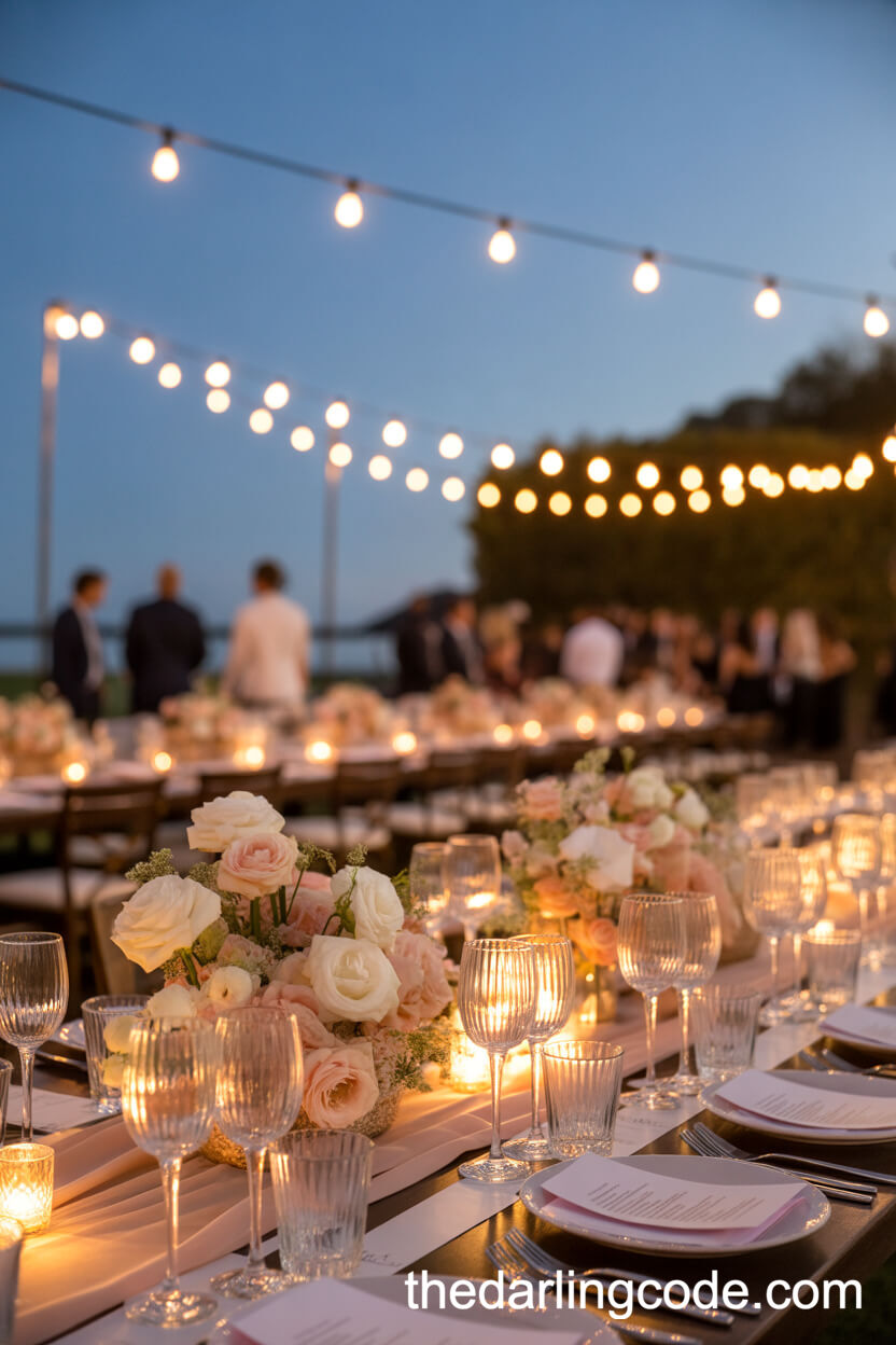 Champagne Pastel Wedding Color Scheme For An Outdoor Evening Reception