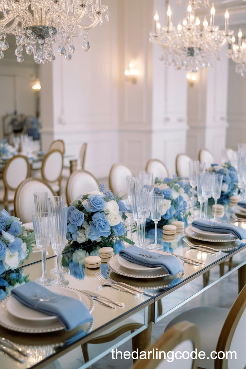 Powder Blue Pastel Elegance In A Ballroom Wedding
