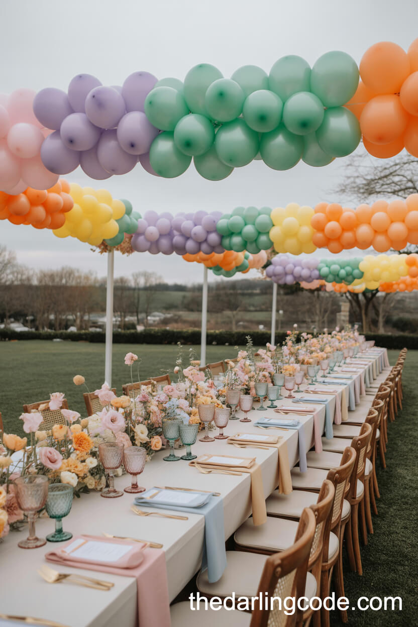 Rainbow Pastel Wedding Hues For A Joyful Spring Outdoor Celebration