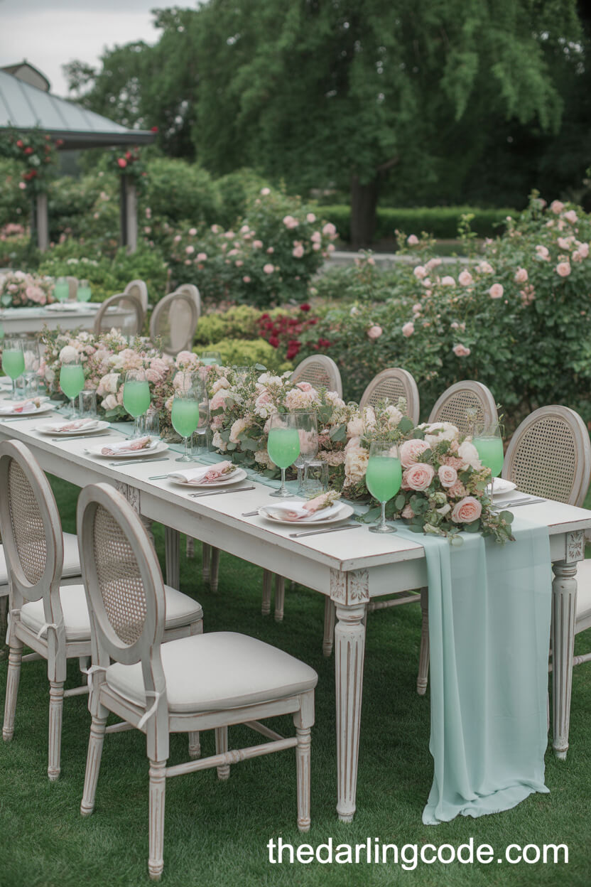 Mint Green And Pink Pastel Wedding Palette In A Summer Garden