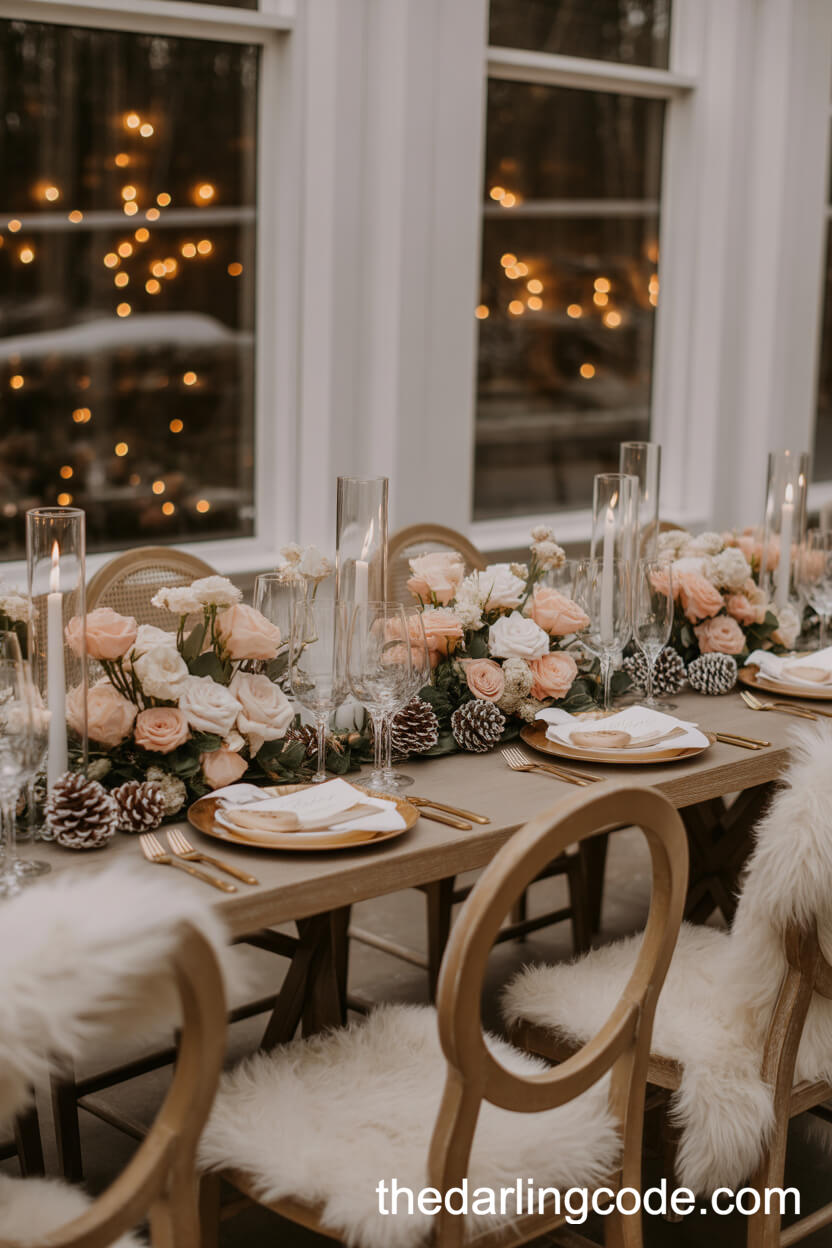 Pastel Peach And Ivory Winter Wedding Colors For An Intimate Indoor Dinner