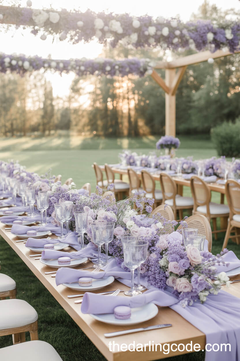 Lavender Pastel Wedding Decor In An Enchanted Garden Setting