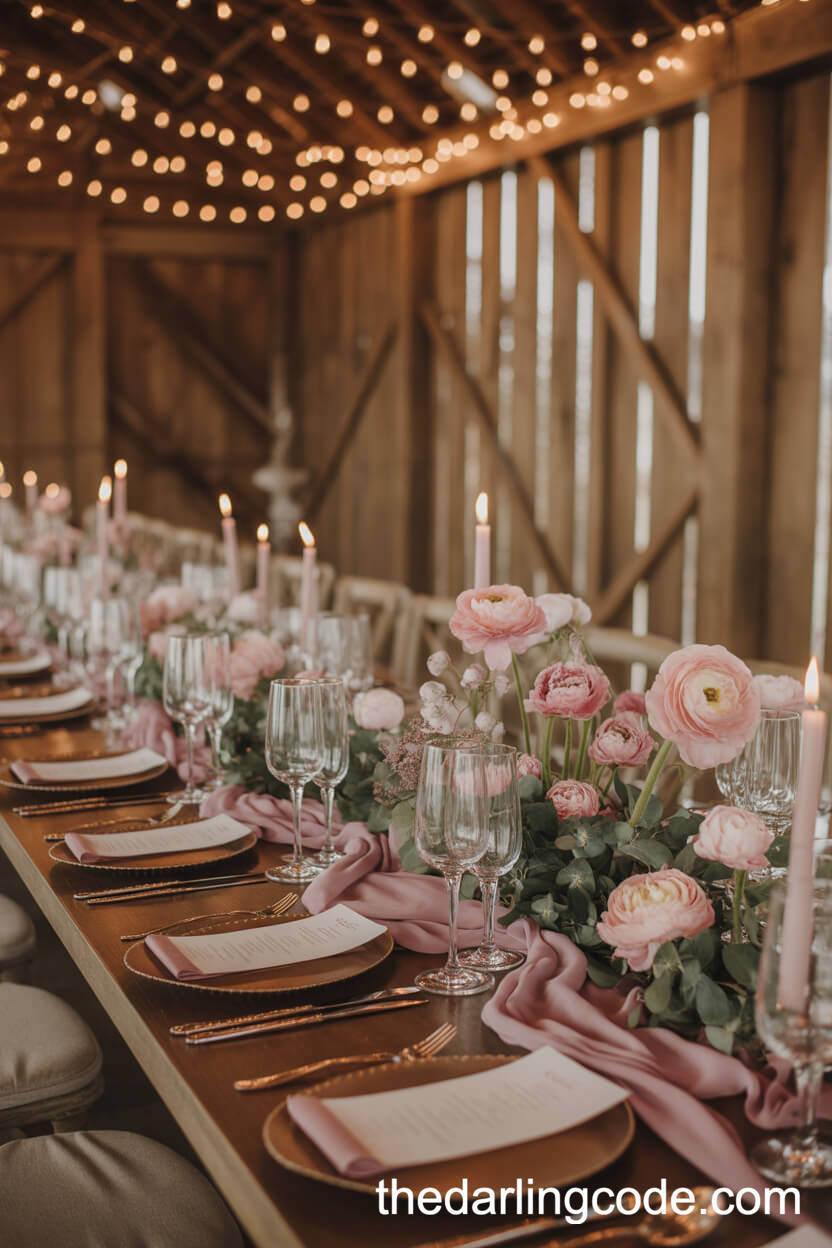Dusty Rose Pastel Wedding Tones In A Rustic Barn Reception