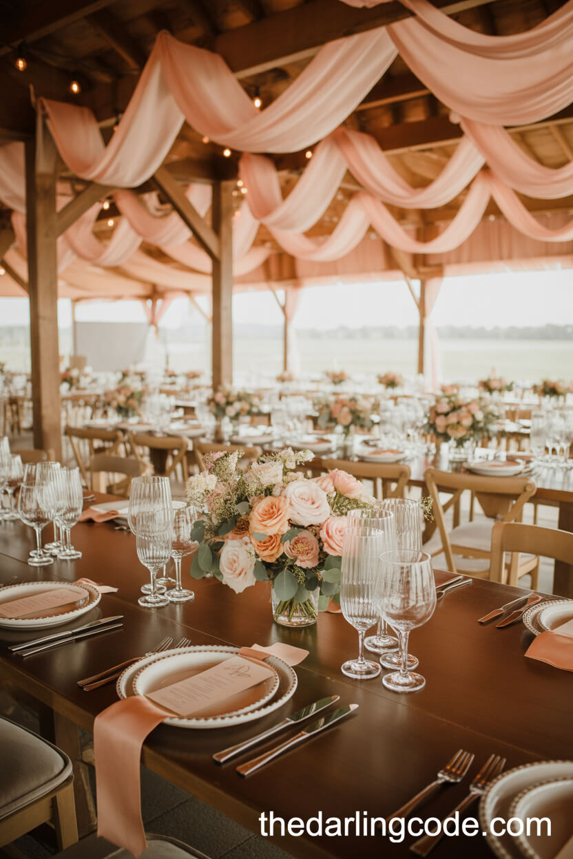 Pastel Apricot Wedding Colors For A Sun-Kissed Rustic Barn Setting