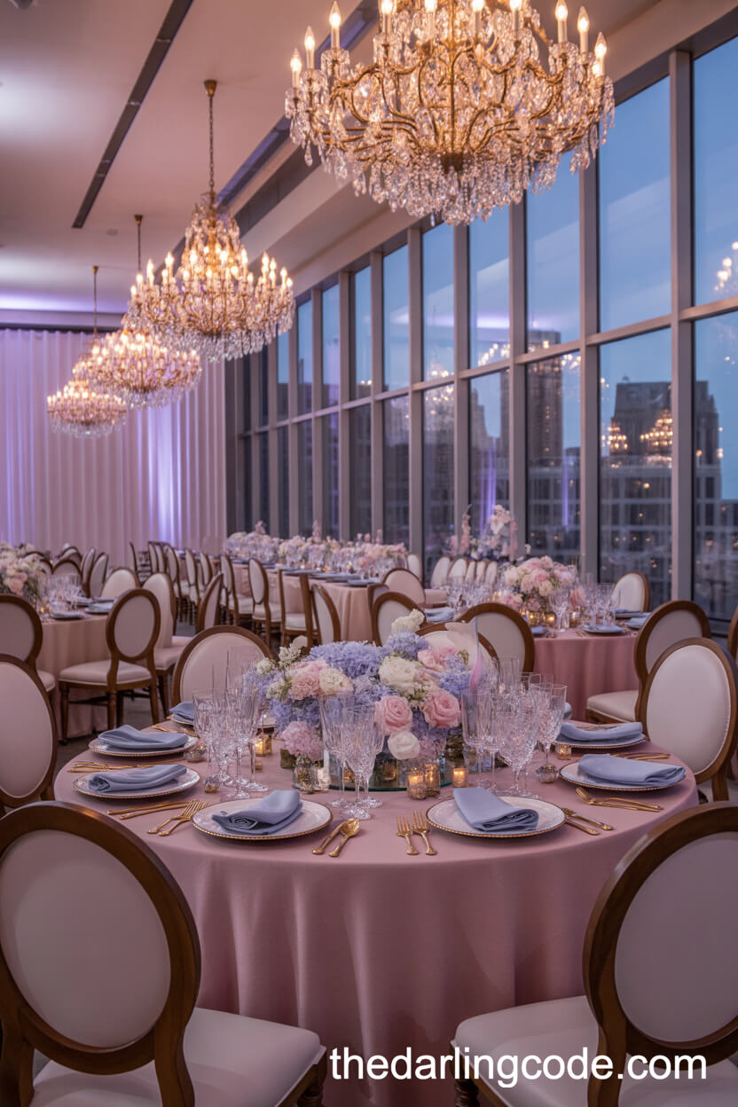 Opulent Pastel Ballroom Wedding Reception