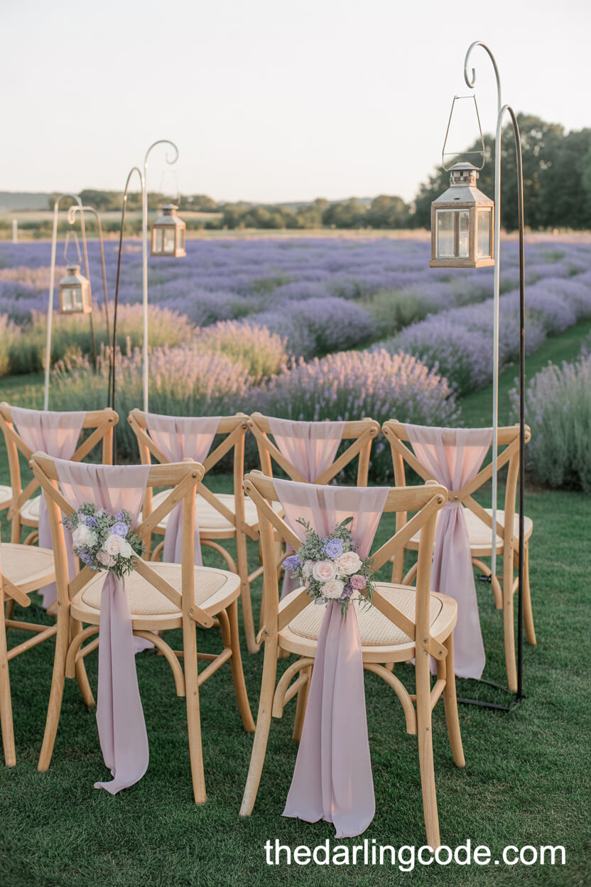 Pastel-Lavender Field Rustic Wedding Ceremony