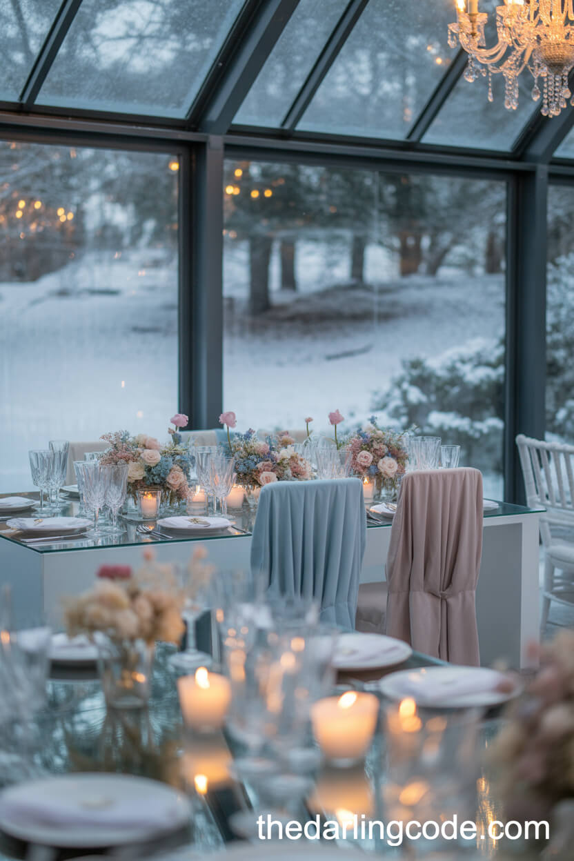 Winter Pastel Wedding In A Glass Conservatory