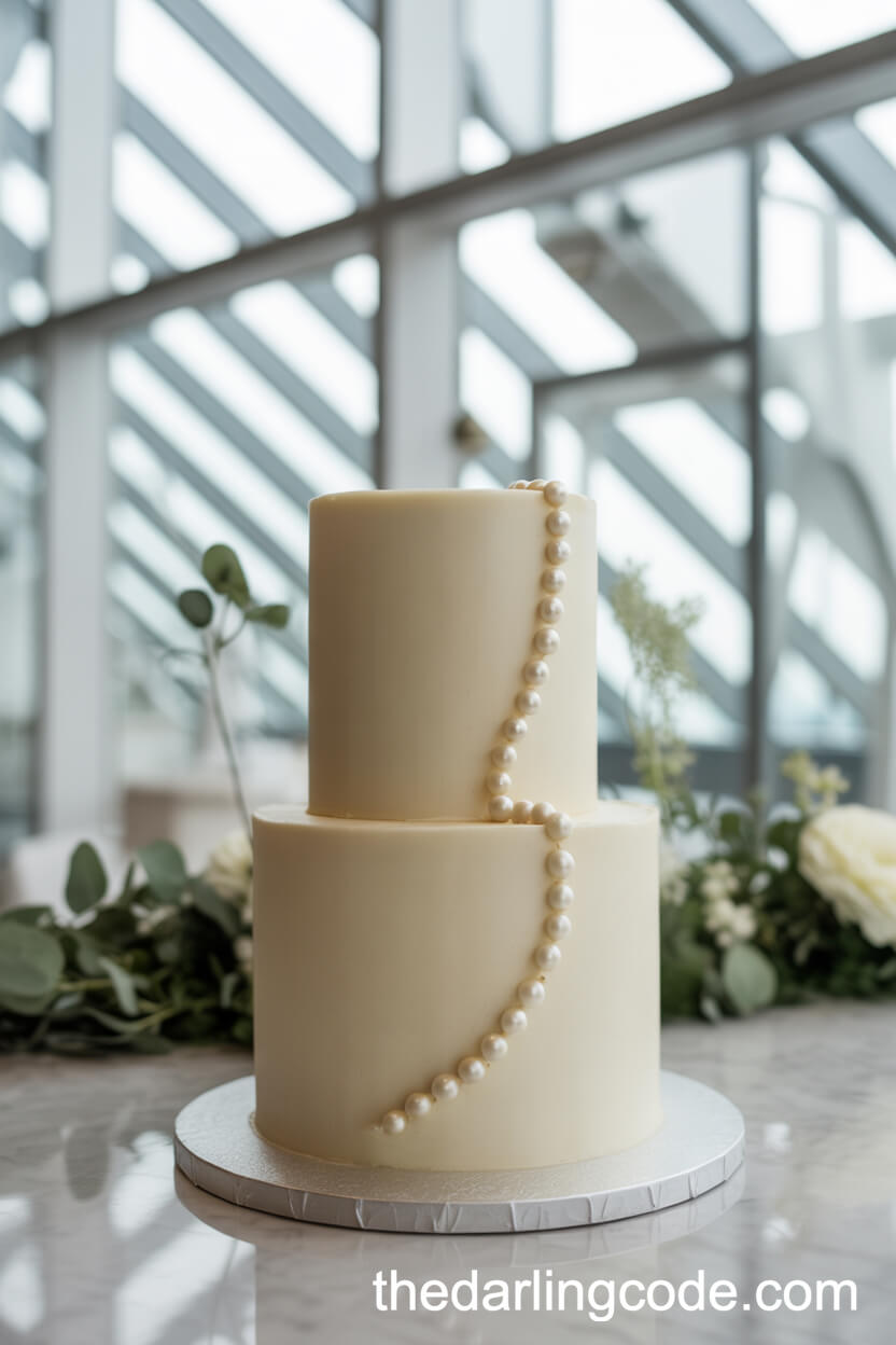 Modern Pearl Cascade Fondant Cake