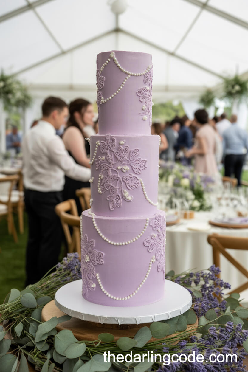 Lavender-Hued Cake With Pearl Strands