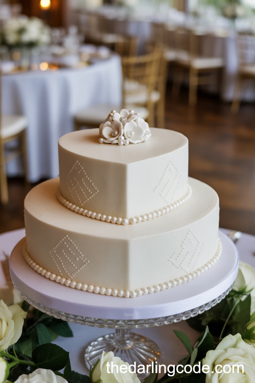 Classic Heart-Shaped Cake With Pearl Borders