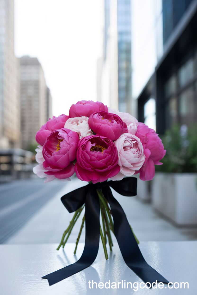 Hot Pink Peony Statement Bridal Bouquet