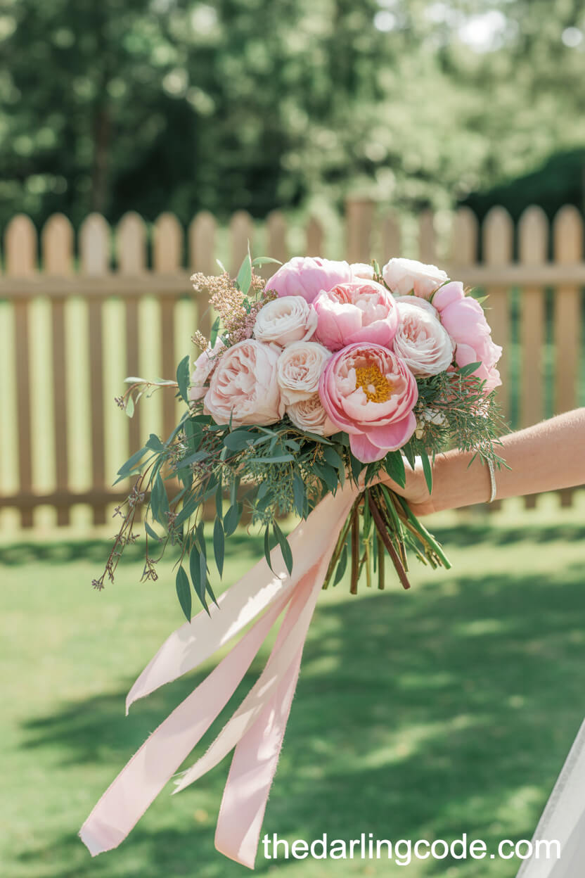 Cascading Peony And Garden Rose Wedding Bouquet