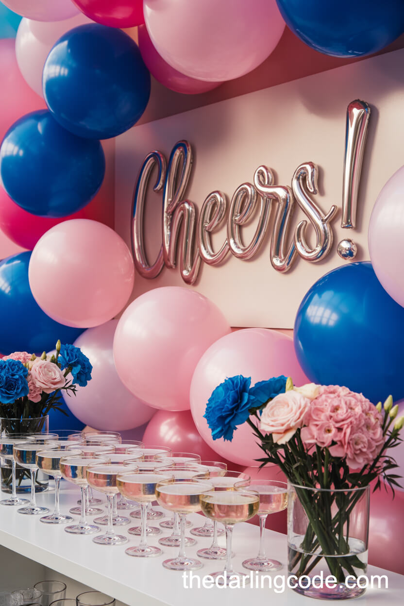 Glamorous Pink And Blue Champagne Bar