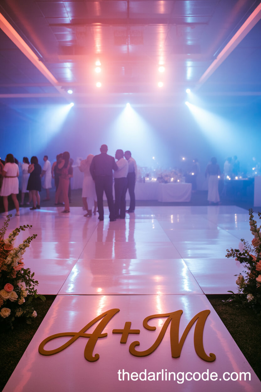 Dance Floor With Pink And Blue Lighting Accents