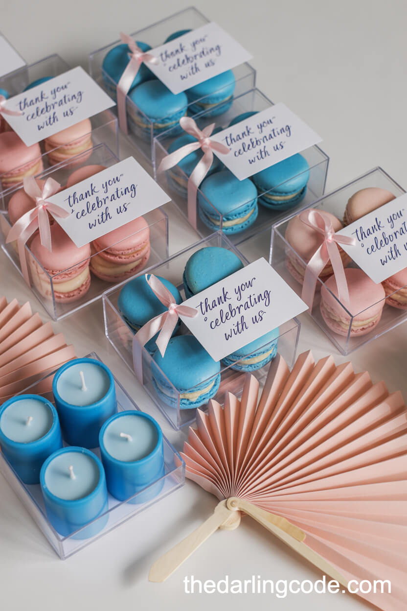 Pink And Blue Themed Wedding Favor Table