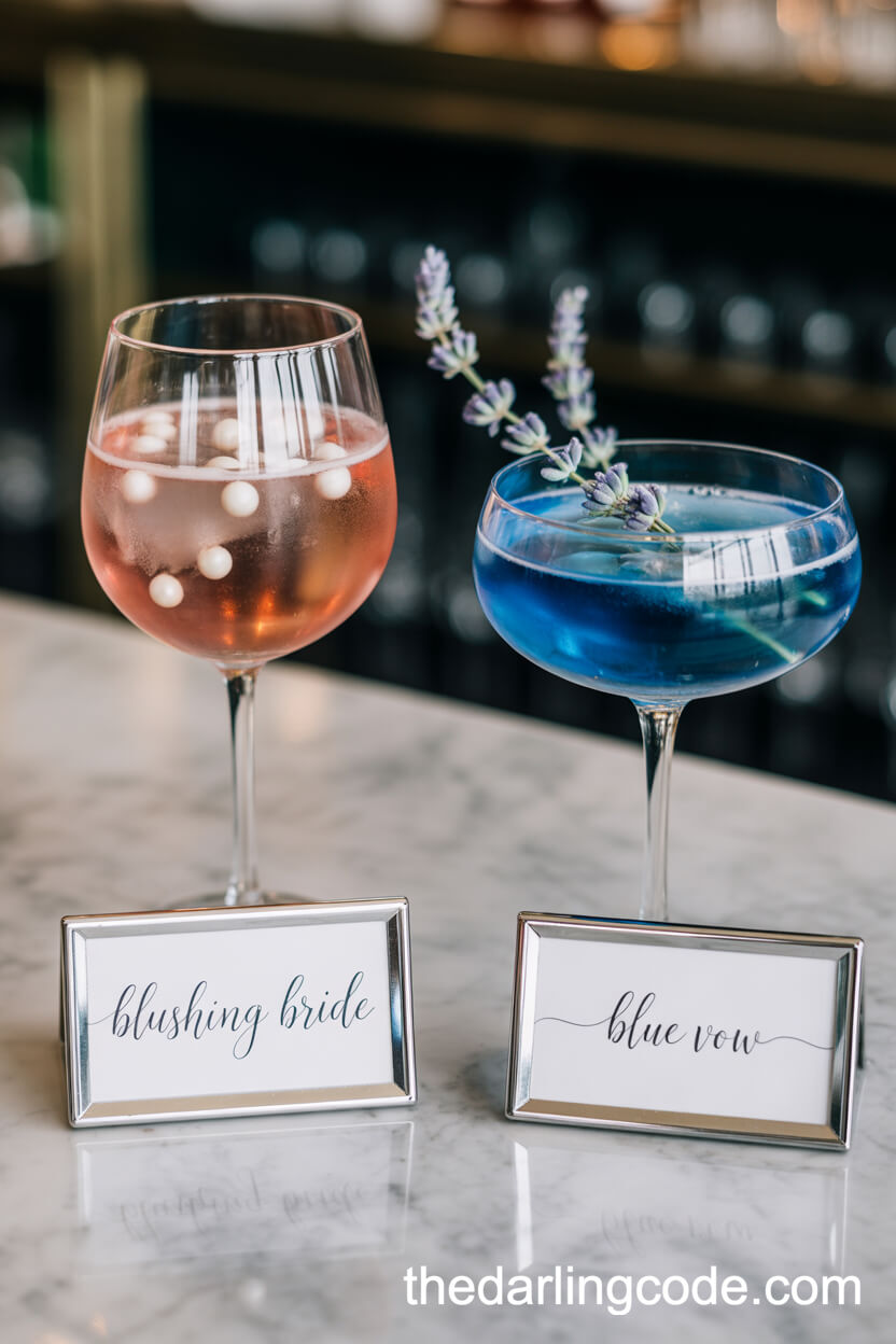 Signature Pink And Blue Wedding Cocktails