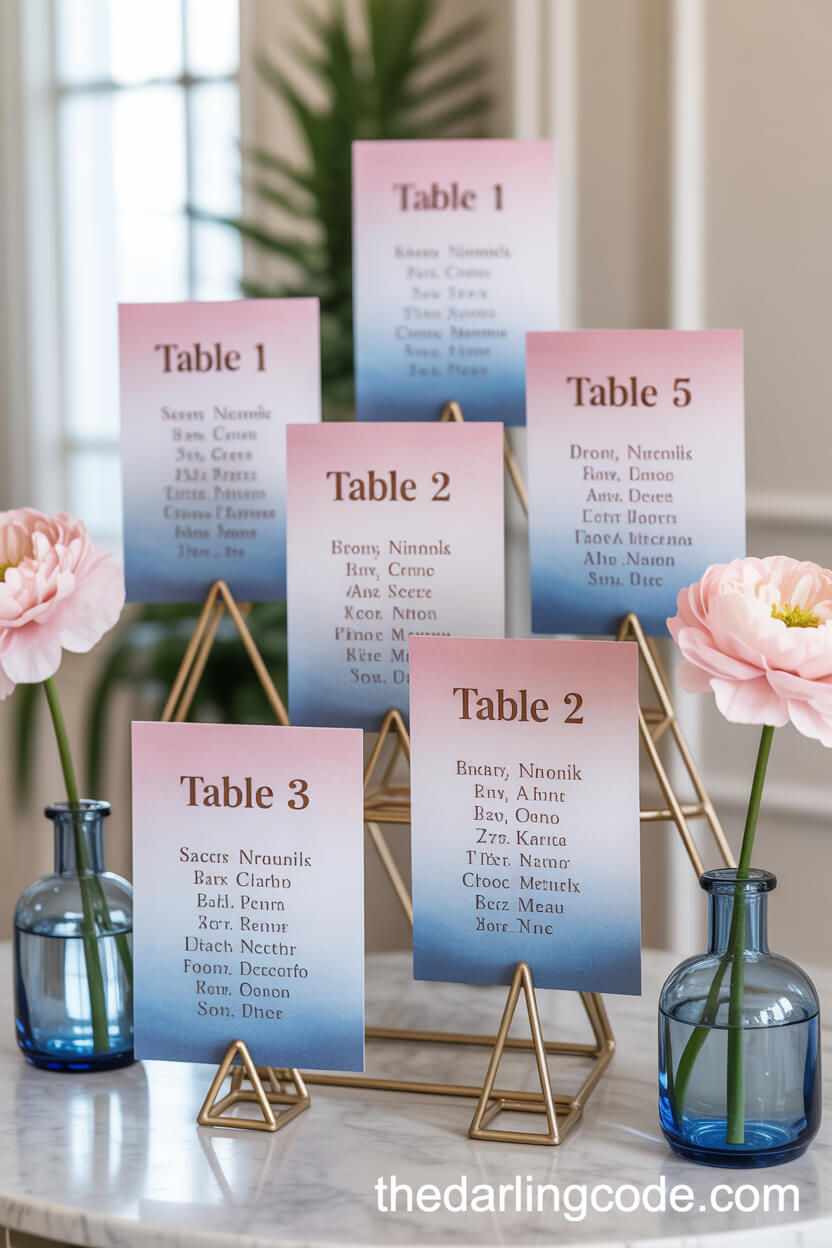 Pink And Blue Ombre Escort Card Table