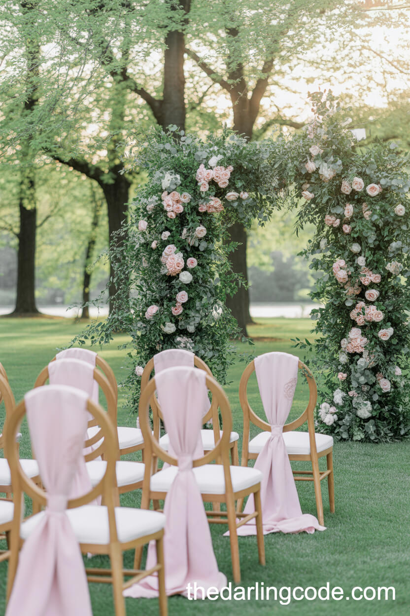 Luxurious Pink And Green Garden Wedding Ceremony