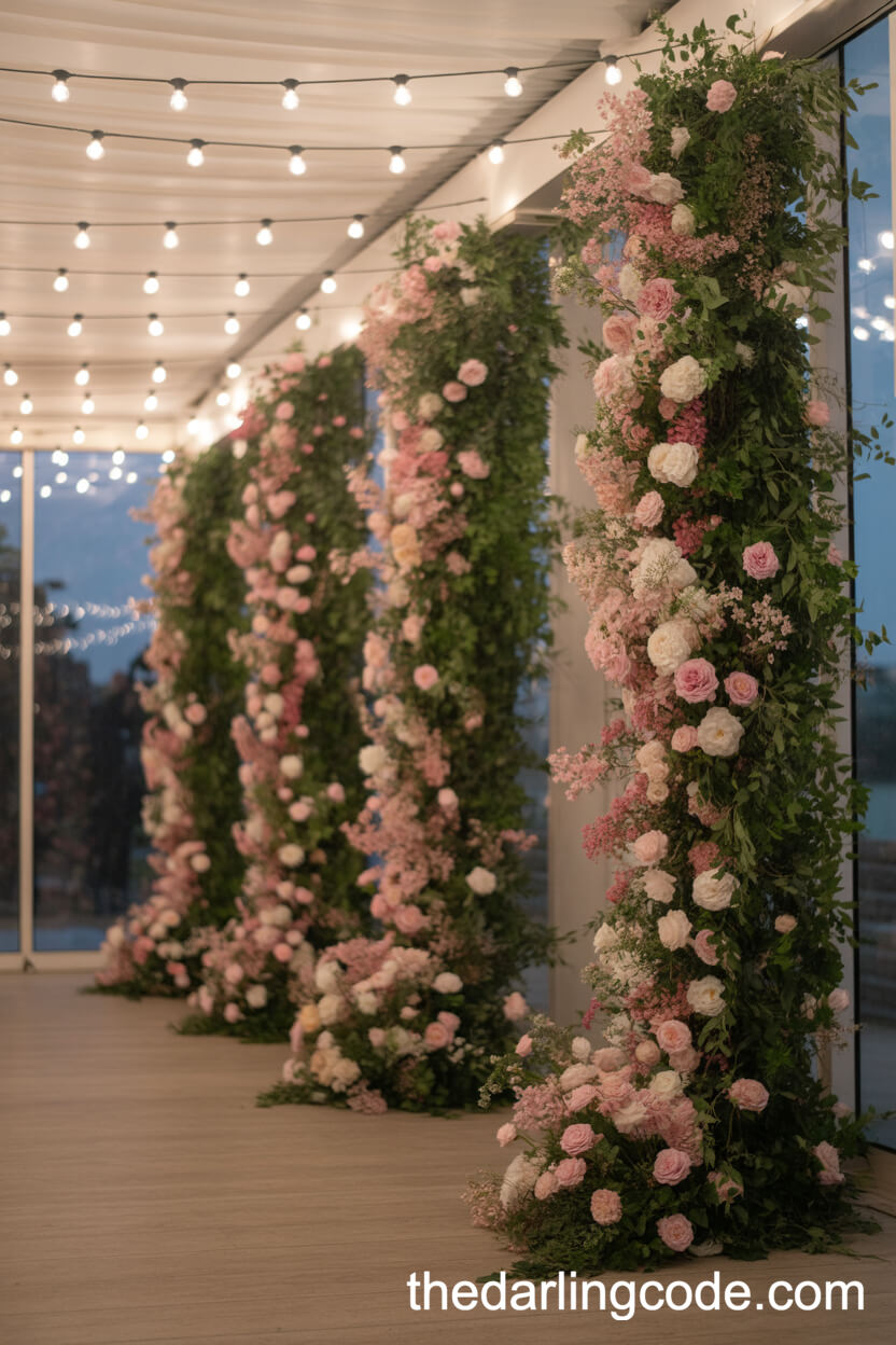 Cascading Pink Floral And Greenery Ceremony Backdrop