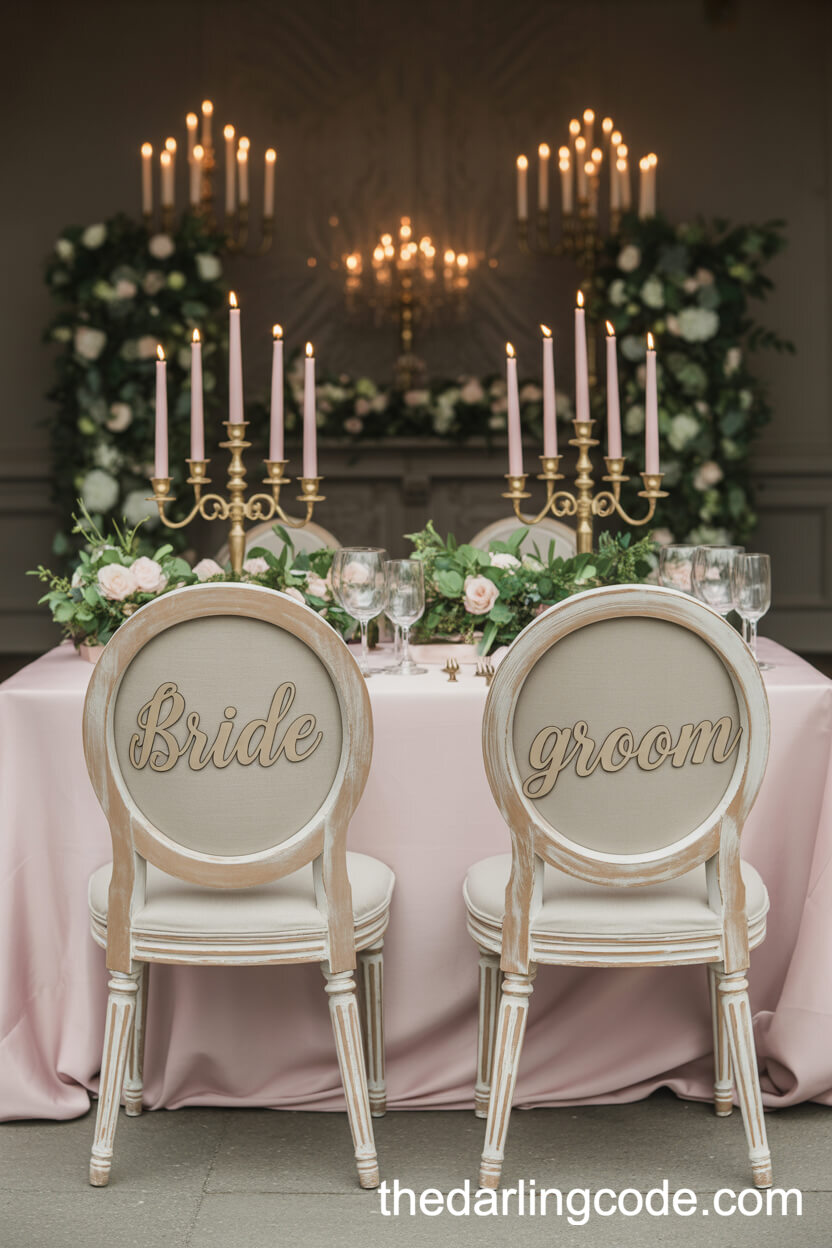 Opulent Sweetheart Table With Blush Pink And Green Florals