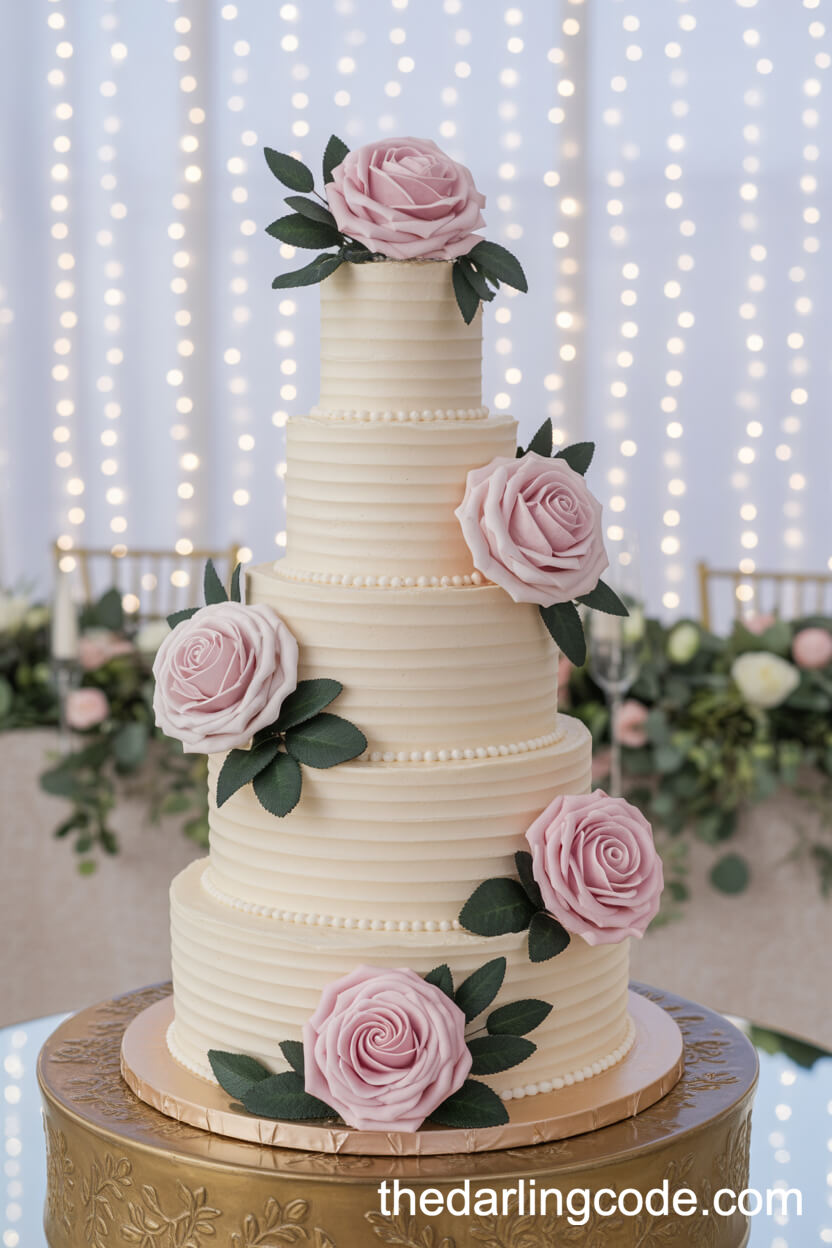 Stunning Pink And Green Floral Wedding Cake Design
